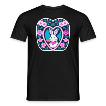 Blumenmit Osterhase - Männer T-Shirt - Schwarz - Vorne - AI Model Male 178 light (178cm)