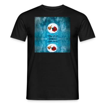 Two fishs in bubble - T-shirt homme - noir - Devant - AI Model Male 178 light (178cm)