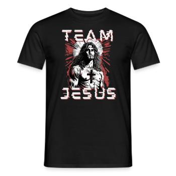 Team Jesus, Solidarity for all religions, Bible - Men's T-Shirt - black - Front - AI Model Male 178 light (178cm)