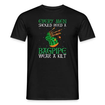 Conception de cornemuse pour la fierté écossaise et la cornemuse - T-shirt homme - noir - Devant - AI Model Male 178 light (178cm)