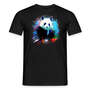 panda,panda bear,colorful,graffiti,painting,blue - Men's T-Shirt - black - Front - AI Model Male 178 light (178cm)