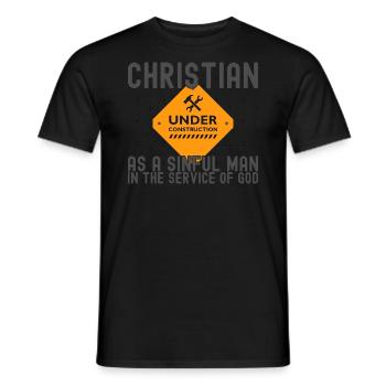 Christian Under Construction Priest Christian - Männer T-Shirt - Schwarz - Vorne - AI Model Male 178 light (178cm)