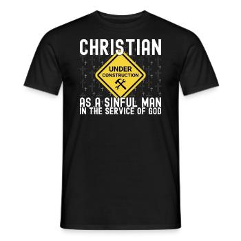 Christian Under Construction Priest Christian - Männer T-Shirt - Schwarz - Vorne - AI Model Male 178 light (178cm)