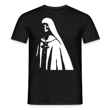 Reveal Your Enigmatic Charm with Unholy Nun, Sata - Men's T-Shirt - black - Front - AI Model Male 178 light (178cm)