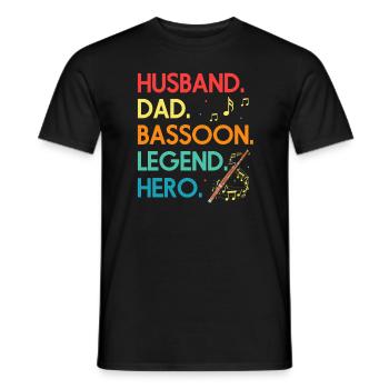 Basson pour basson anches et bassoniste - T-shirt homme - noir - Devant - AI Model Male 178 light (178cm)