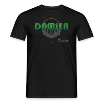 Damien vert vert foncé étymo d'origine Grecque J.O - T-shirt homme - noir - Devant - AI Model Male 178 light (178cm)