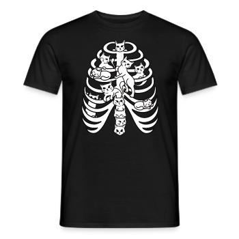 Katzen Halloween Skelett Kostüm Katze Knochen - Männer T-Shirt - Schwarz - Vorne - AI Model Male 178 light (178cm)