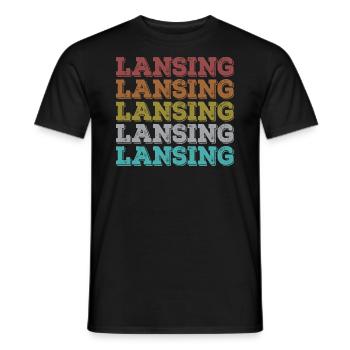 Lansing, Michigan, MI Athletic, États-Unis - T-shirt homme - noir - Devant - AI Model Male 178 light (178cm)