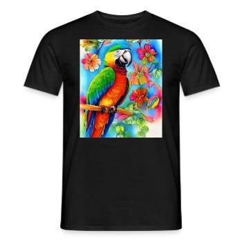Papagei - Männer T-Shirt - Schwarz - Vorne - AI Model Male 178 light (178cm)
