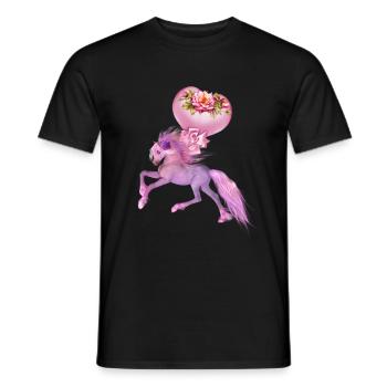 Wonderful fantasy foal with hearts. - Men's T-Shirt - black - Front - AI Model Male 178 light (178cm)