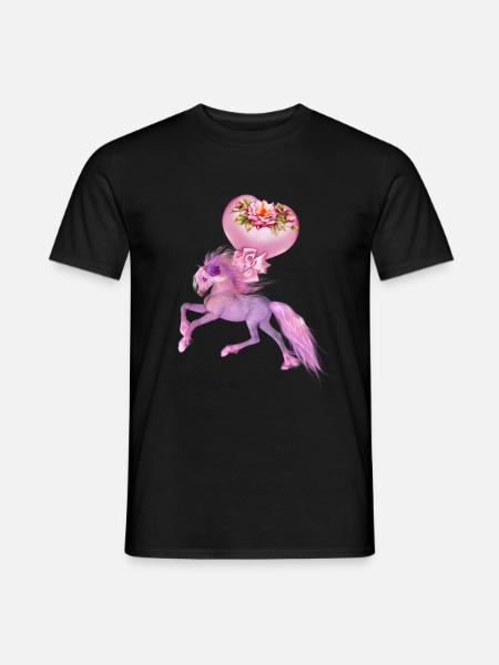 Wunderschönes Fantasy-Fohlen mit Herzen. - Männer T-Shirt - Schwarz