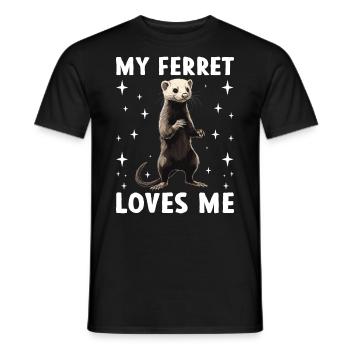 My ferret loves me Cute ferret saying - Men's T-Shirt - black - Front - AI Model Male 178 light (178cm)