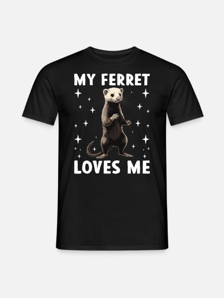 Mein Frettchen liebt mich Süßer Frettchen Spruch - Männer T-Shirt - Schwarz