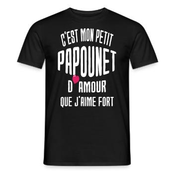 C'est mon petit papounet d'amour que j'aime fort - T-shirt homme - noir - Devant - AI Model Male 178 light (178cm)