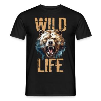 Bear Grizzly Bear Roars Bear Head Nature Wilderness Wild - Men's T-Shirt - black - Front - AI Model Male 178 light (178cm)