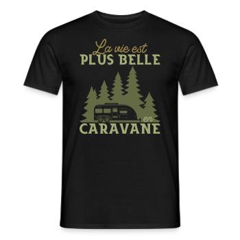 Camping Humour La Vie Est Plus Belle En Caravane - T-shirt homme - noir - Devant - AI Model Male 178 light (178cm)