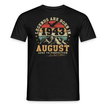 August 1943 vintage retro anniversary 1943 - Men's T-Shirt - black - Front - AI Model Male 178 light (178cm)