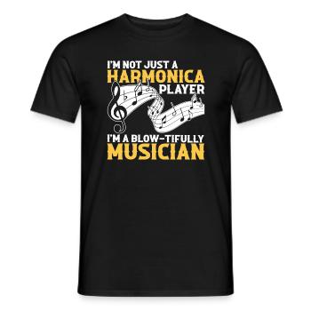 Harmonikaspieler für Munharmonika Spieler - Männer T-Shirt - Schwarz - Vorne - AI Model Male 178 light (178cm)