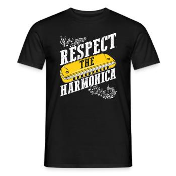 Mundharmonika Instrument und Mundharmonika - Männer T-Shirt - Schwarz - Vorne - AI Model Male 178 light (178cm)