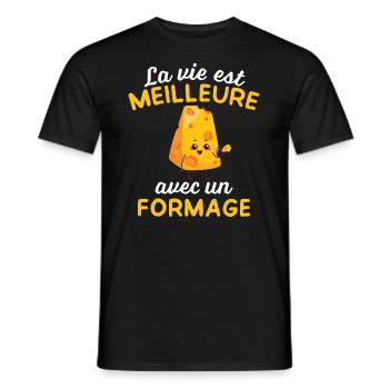 La Vie Est Meilleure Avec un fromage - T-shirt homme - noir - Devant - AI Model Male 178 light (178cm)
