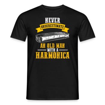 Mundharmonika Spieler und Mundharmonika - Männer T-Shirt - Schwarz - Vorne - AI Model Male 178 light (178cm)