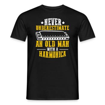 Harmonikaspieler für Munharmonika Spieler - Männer T-Shirt - Schwarz - Vorne - AI Model Male 178 light (178cm)