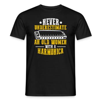 Mundharmonika Instrument und Mundharmonika - Männer T-Shirt - Schwarz - Vorne - AI Model Male 178 light (178cm)