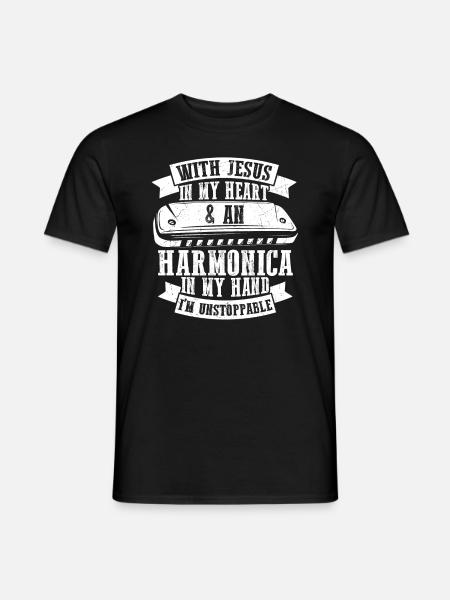 Harmonikaspieler für Munharmonika Spieler - Männer T-Shirt - Schwarz