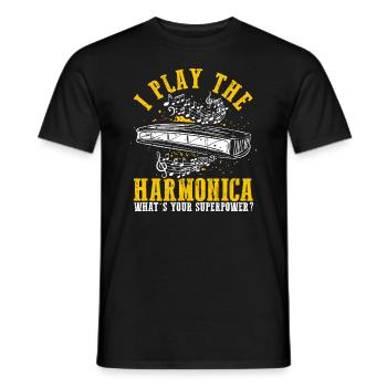 Französische Harfinisten und Harmonikaspieler - Männer T-Shirt - Schwarz - Vorne - AI Model Male 178 light (178cm)