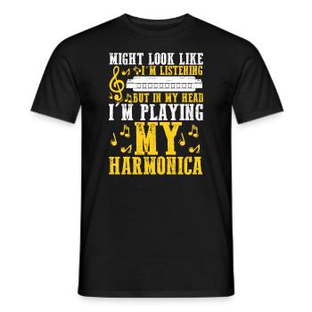 Mundharmonika Instrument und Mundharmonika - Männer T-Shirt - Schwarz - Vorne - AI Model Male 178 light (178cm)