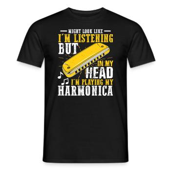 Französische Harfinisten und Harmonikaspieler - Männer T-Shirt - Schwarz - Vorne - AI Model Male 178 light (178cm)