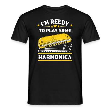 Mundharmonika Spieler und Mundharmonika - Männer T-Shirt - Schwarz - Vorne - AI Model Male 178 light (178cm)