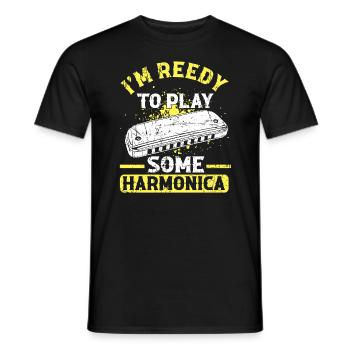 Harmonikaspieler für Munharmonika Spieler - Männer T-Shirt - Schwarz - Vorne - AI Model Male 178 light (178cm)