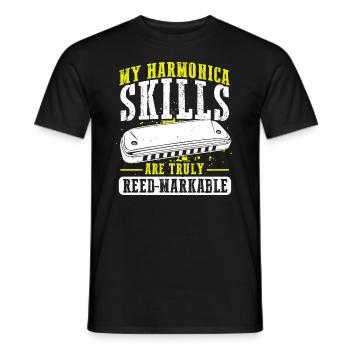 Mundharmonika Spieler und Mundharmonika - Männer T-Shirt - Schwarz - Vorne - AI Model Male 178 light (178cm)