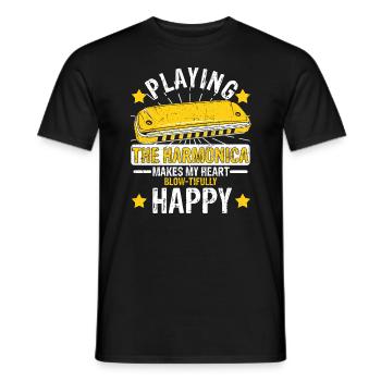 Mundharmonika Instrument und Mundharmonika - Männer T-Shirt - Schwarz - Vorne - AI Model Male 178 light (178cm)