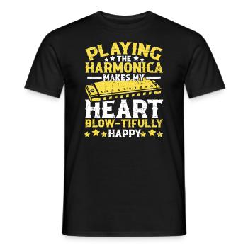 Französische Harfinisten und Harmonikaspieler - Männer T-Shirt - Schwarz - Vorne - AI Model Male 178 light (178cm)