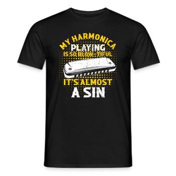 Harmonikaspieler für Munharmonika Spieler - Männer T-Shirt - Schwarz - Vorne - AI Model Male 178 light (178cm)