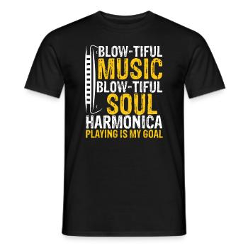 Mundharmonika Spieler und Mundharmonika - Männer T-Shirt - Schwarz - Vorne - AI Model Male 178 light (178cm)
