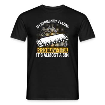 Mundharmonika Spieler und Mundharmonika - Männer T-Shirt - Schwarz - Vorne - AI Model Male 178 light (178cm)