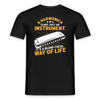 Mundharmonika Instrument und Mundharmonika - Männer T-Shirt - Schwarz - Vorne - AI Model Male 178 light (178cm)