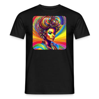 Femme arc-en-ciel rétro - T-shirt homme - noir - Devant - AI Model Male 178 light (178cm)