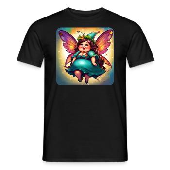 Mignonne grosse fée avec des ailes - T-shirt homme - noir - Devant - AI Model Male 178 light (178cm)