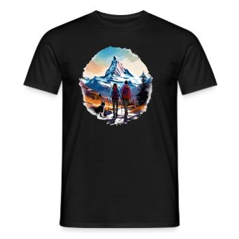 Zermatt, Matterhorn, Matterhorn mountain, hiker - Men's T-Shirt - black - Front - AI Model Male 178 light (178cm)