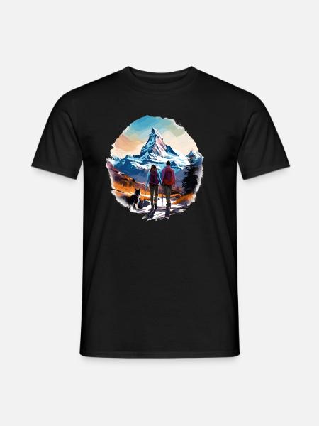 Zermatt, Matterhorn, Matterhorn, Wanderer - Männer T-Shirt - Schwarz