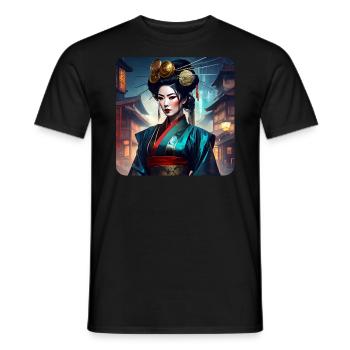 Fière geisha moderne - T-shirt homme - noir - Devant - AI Model Male 178 light (178cm)