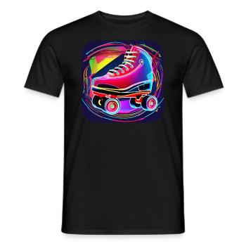 Patins à roulettes Disco colorés dans un style rétro - T-shirt homme - noir - Devant - AI Model Male 178 light (178cm)