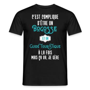 C'est compliqué d'être Bogosse Guide touristique - T-shirt homme - noir - Devant - AI Model Male 178 light (178cm)