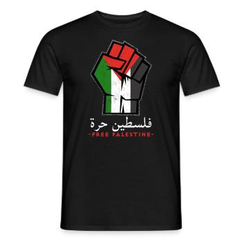 Free Palestine, Palestinian Patriotic Flag - Men's T-Shirt - black - Front - AI Model Male 178 light (178cm)