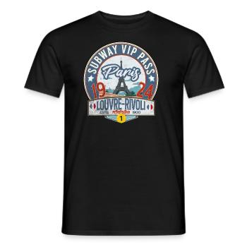 Paris subway vip pass louvre rivoli station - Men's T-Shirt - black - Front - AI Model Male 178 light (178cm)