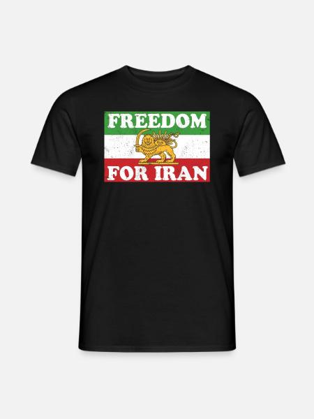 Iranian Lion Flag FREEDOM FOR IRAN Support Women - Men's T-Shirt - black